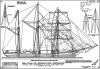 Three-Masted Coasting Barquentine "Waterwitch" - Sail and Rigging Plan