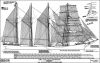 Steel Four-Mast Barquentine "Mozart", 2003 Tons - Sail and Rigging Plan